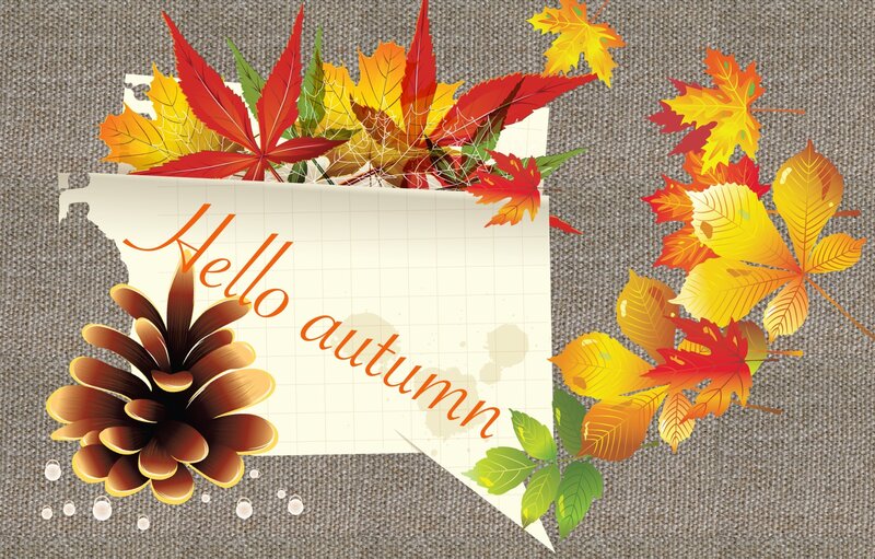 Autumn Leaves and Pinecone — Yellow