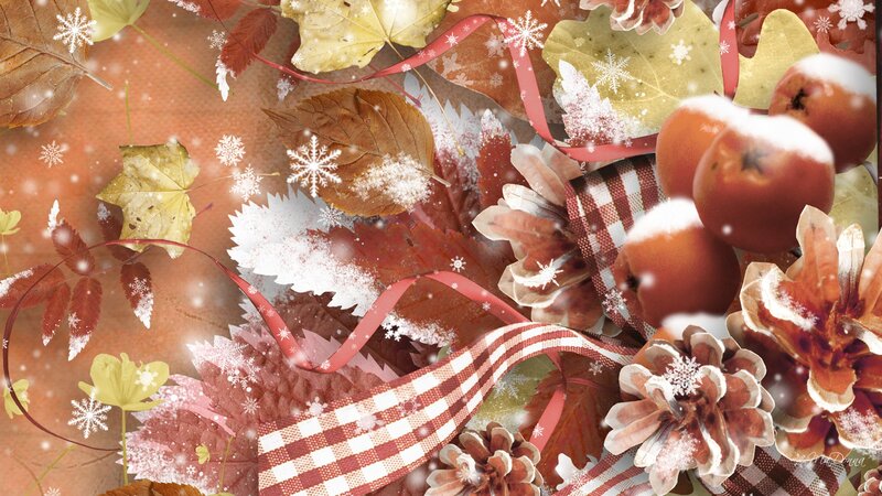 Autumn Leaves and Pinecones — Brown