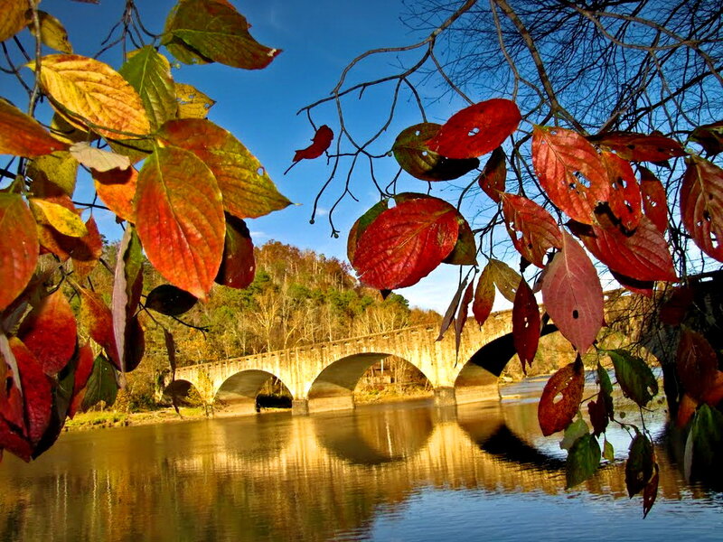 Autumn Leaves and Stone Bridge