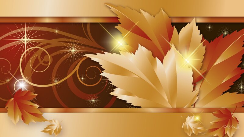 Autumn Leaves and Swirls — Brown