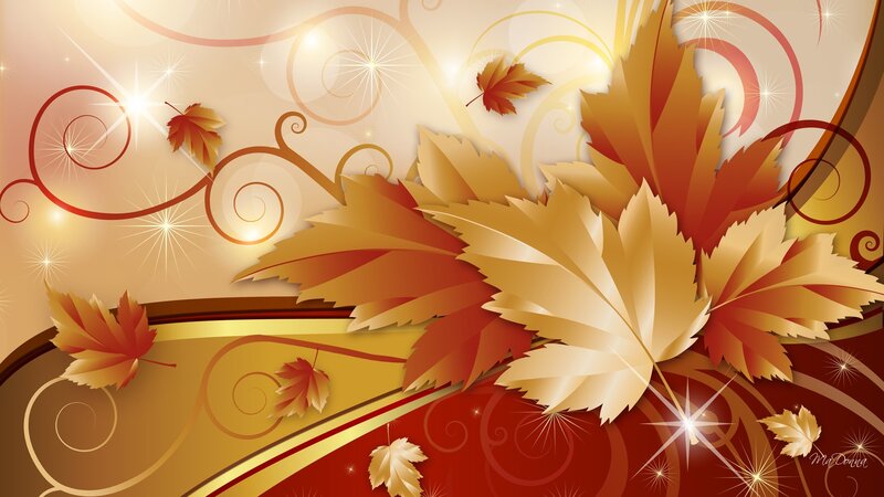Autumn Leaves and Swirls — Gold