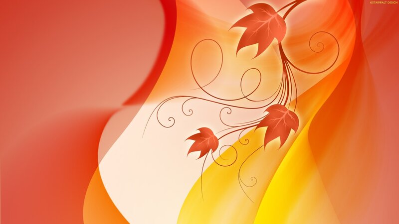 Autumn Leaves and Swirls — Red