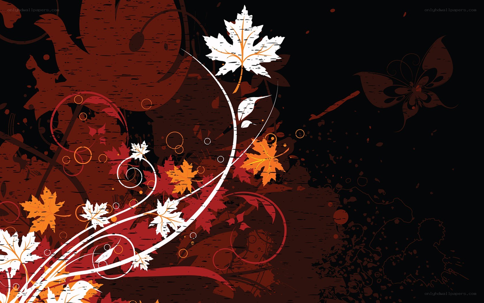 autumn leaves and swirls