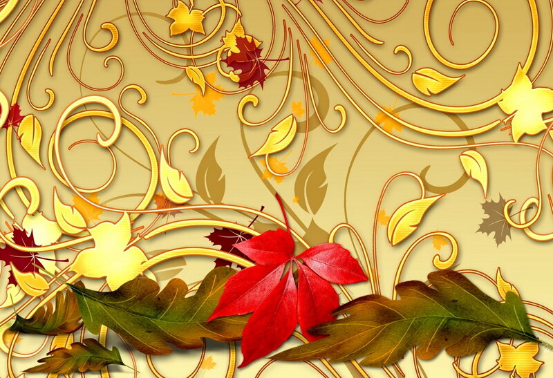 Autumn Leaves and Vines — Gold, Festive
