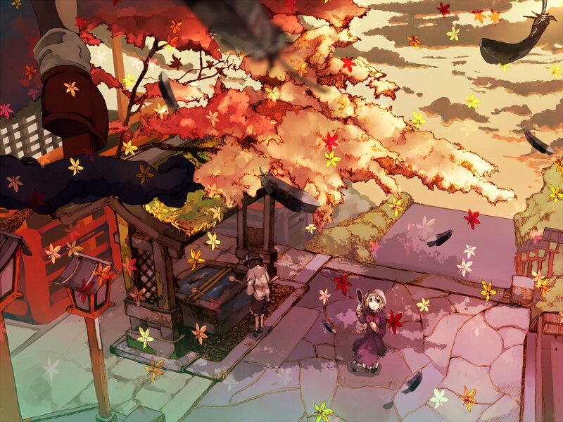 Autumn leaves at a shrine