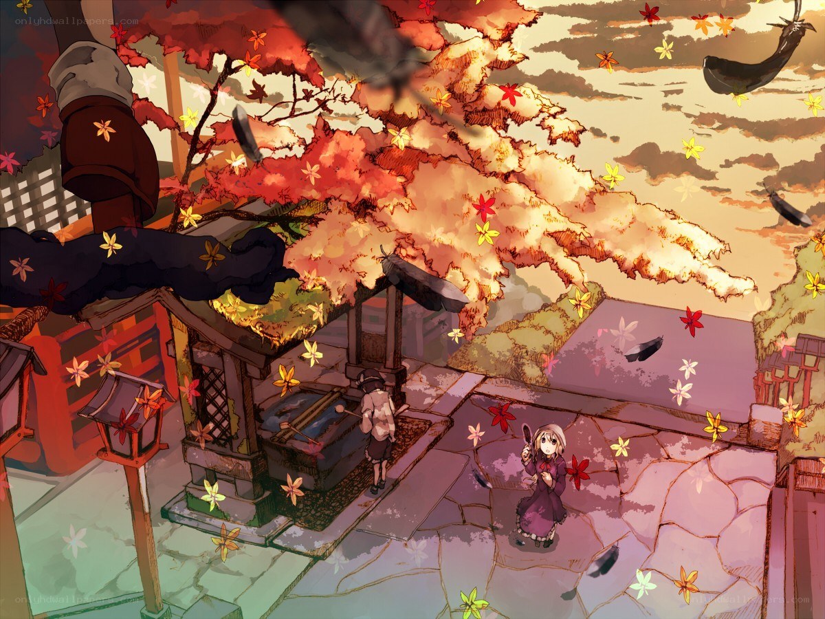 Autumn leaves at a shrine