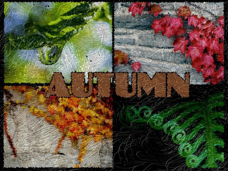 Autumn Leaves Collage — Green