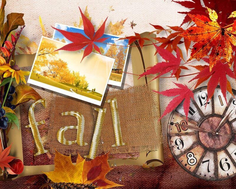 Autumn Leaves Collage — Red, Festive