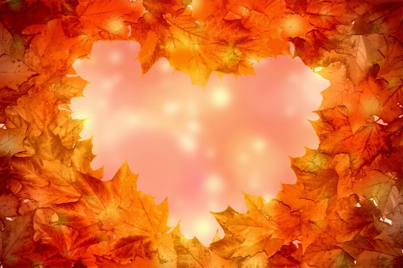 Autumn Leaves Forming Heart — Orange