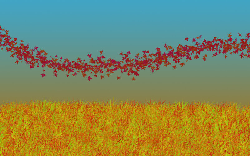 Autumn leaves in a field