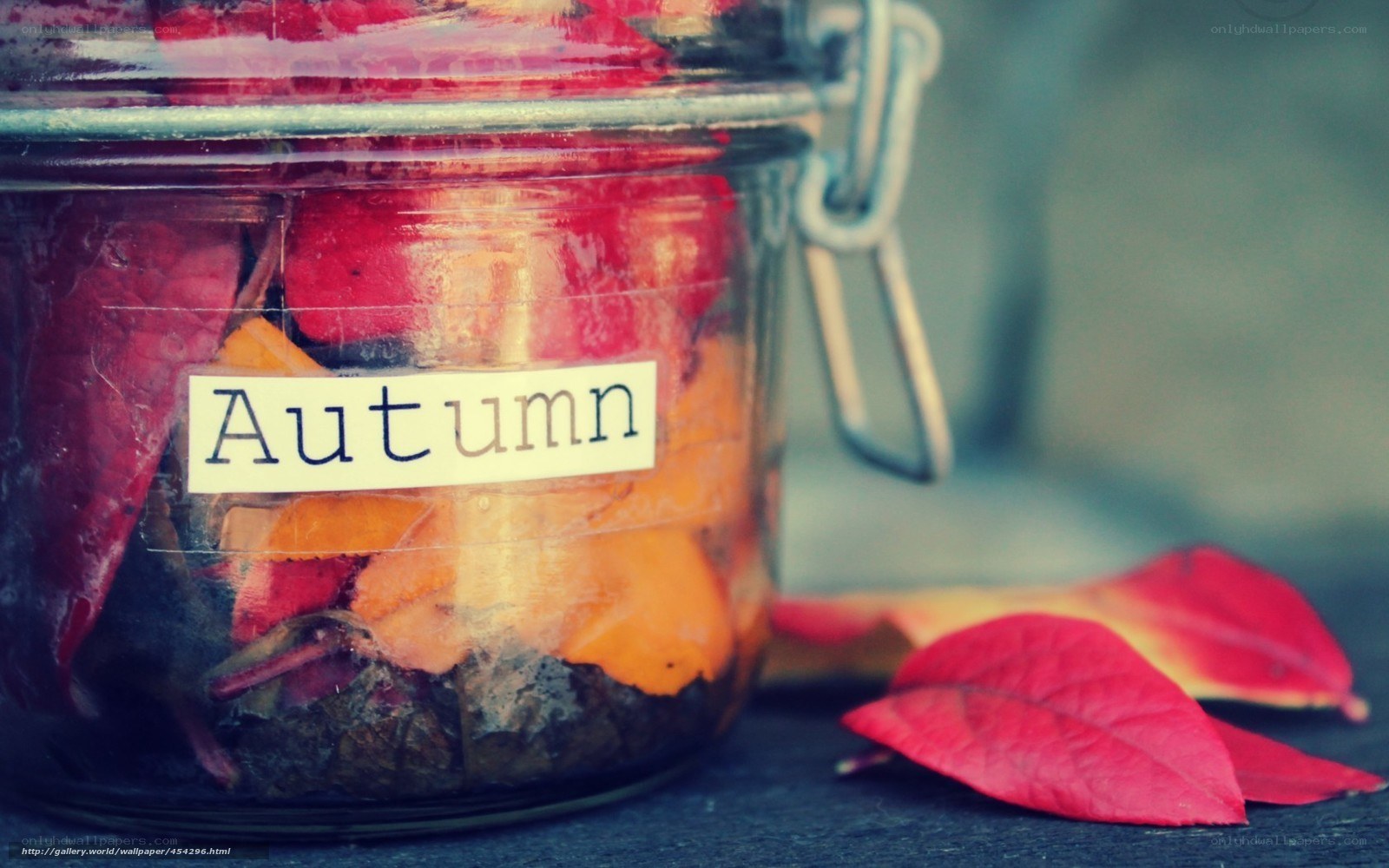 Autumn leaves in a jar