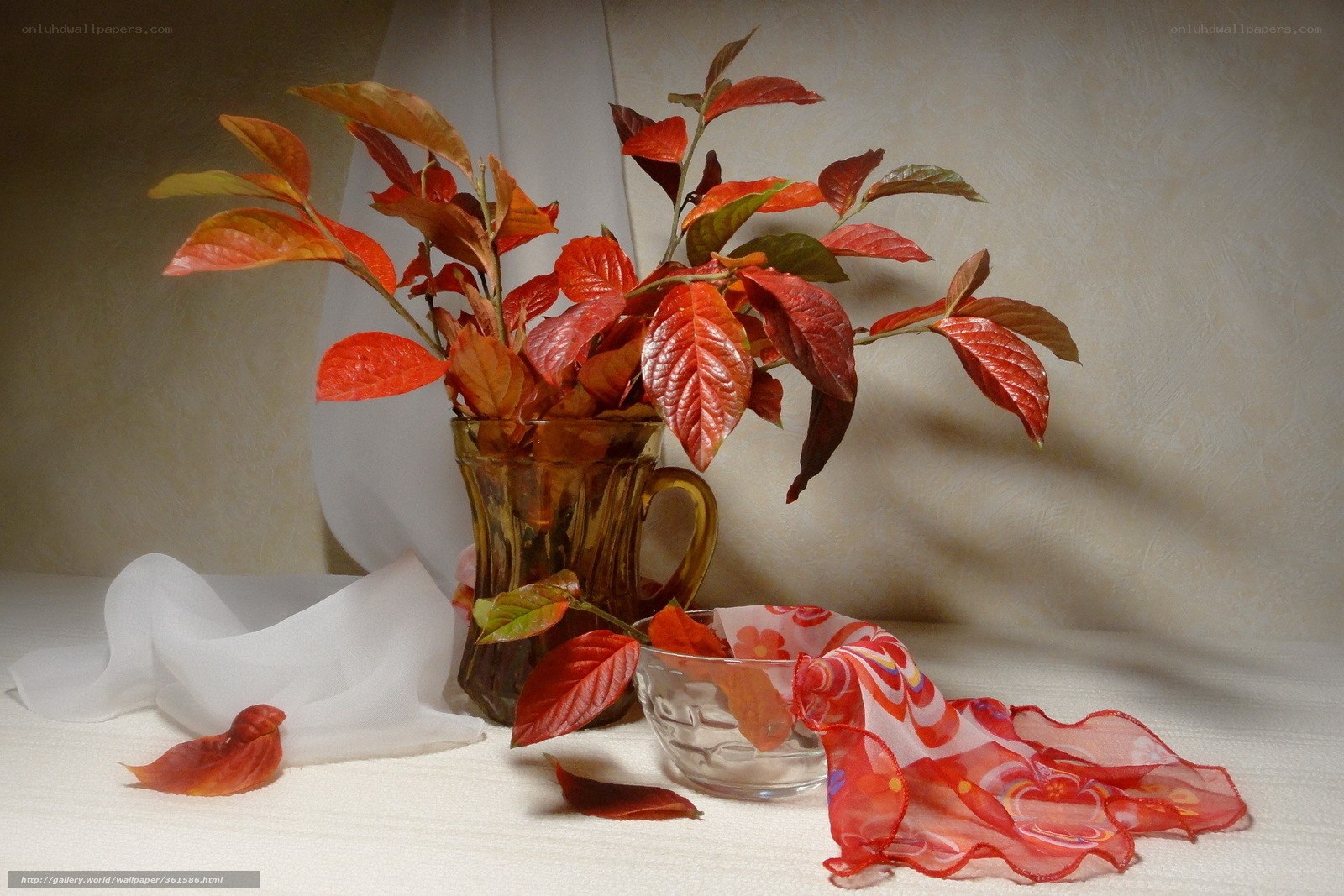 Autumn leaves in a vase