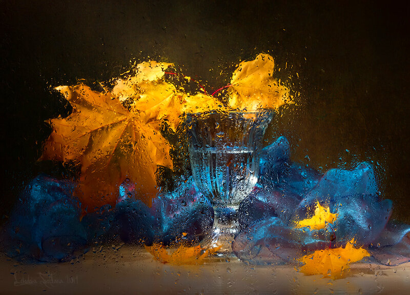 Autumn Leaves in Glass — Yellow