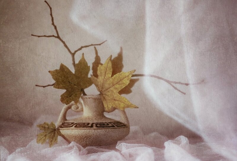Autumn Leaves in Vase — Beige