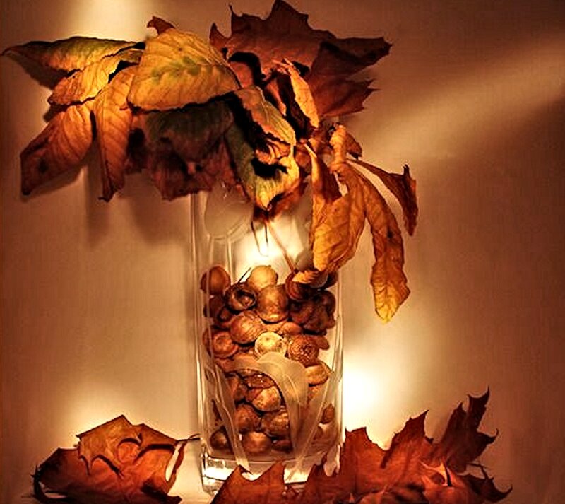 Autumn Leaves in Vase — Brown, Warm