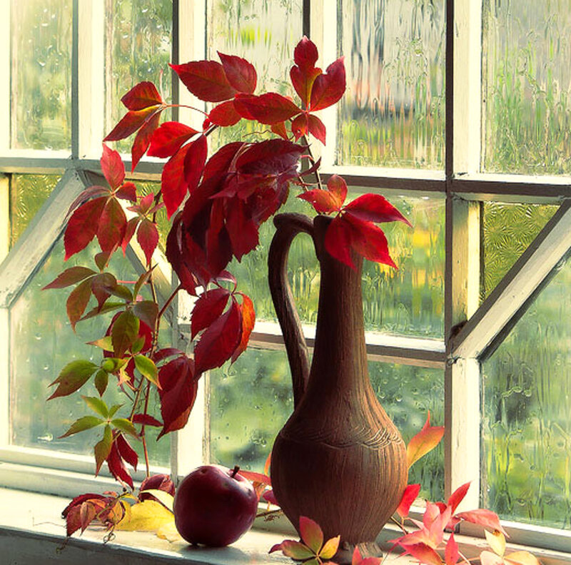 Autumn Leaves in Vase — Red, Serene