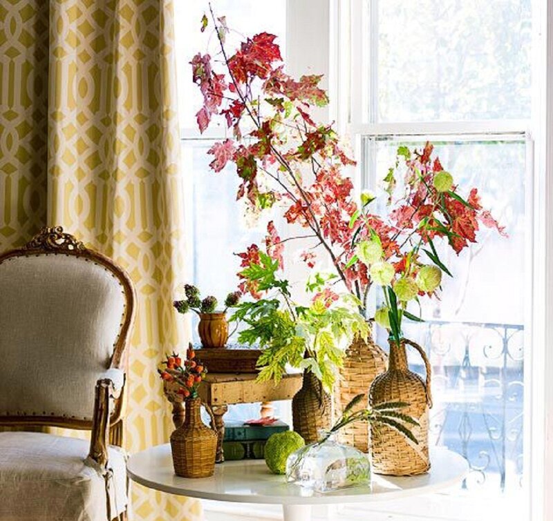 Autumn Leaves in Vases — Yellow