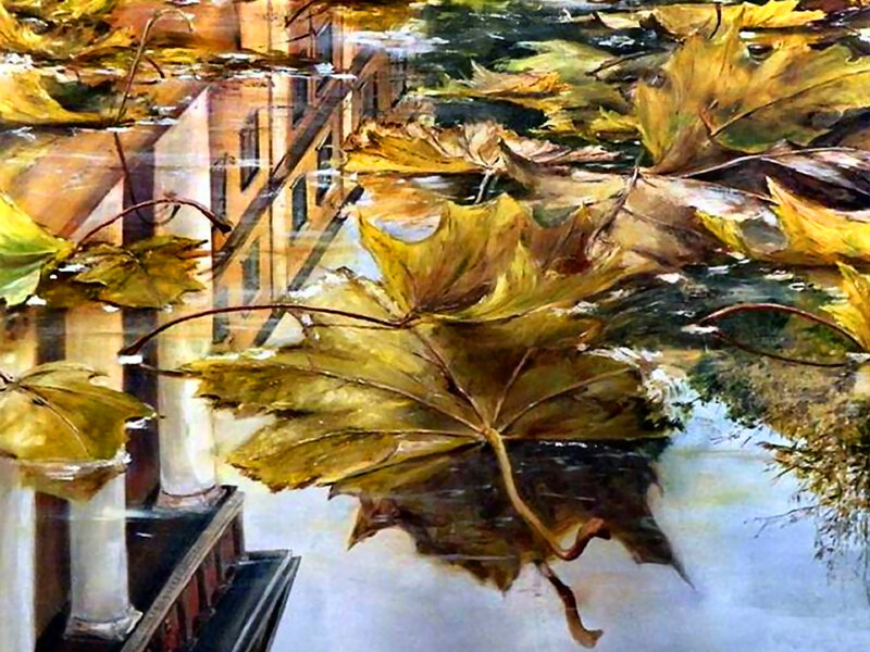 Autumn Leaves in Water — Yellow