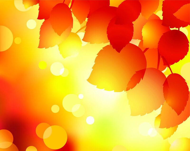 Autumn Leaves on Branches — Red, Warm