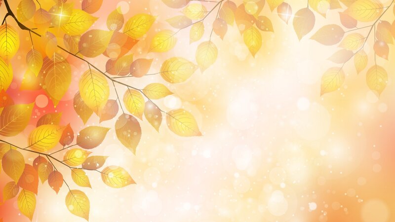Autumn Leaves on Branches — Yellow, Serene, Digital Art