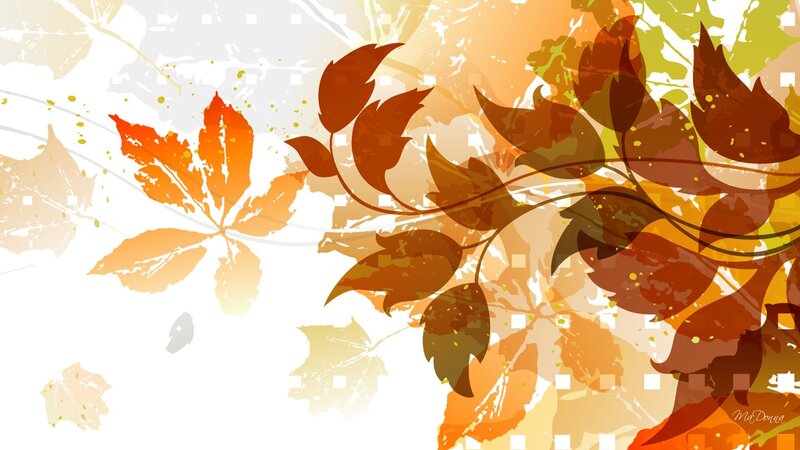Autumn Leaves on White — Orange, Calm