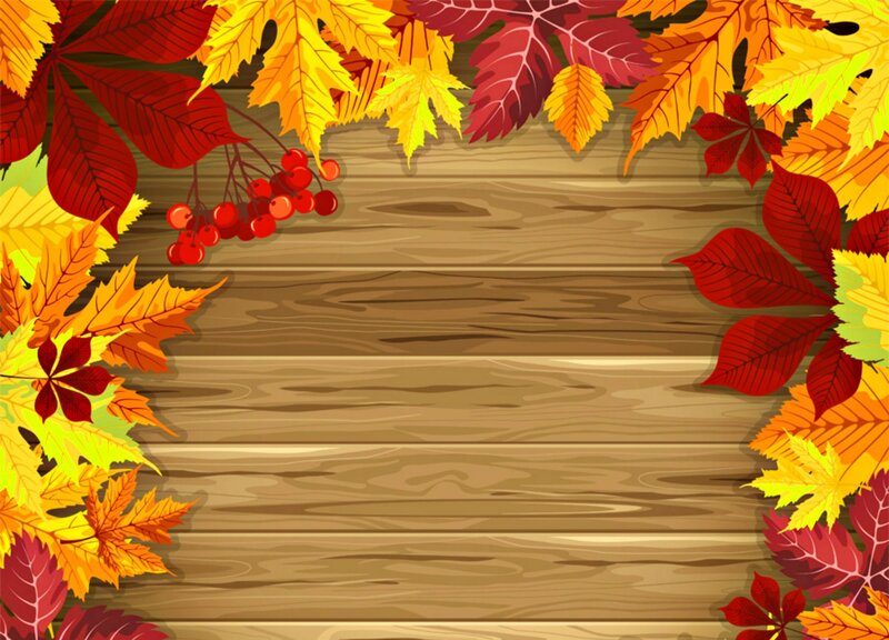 Autumn Leaves on Wood — Red, Festive