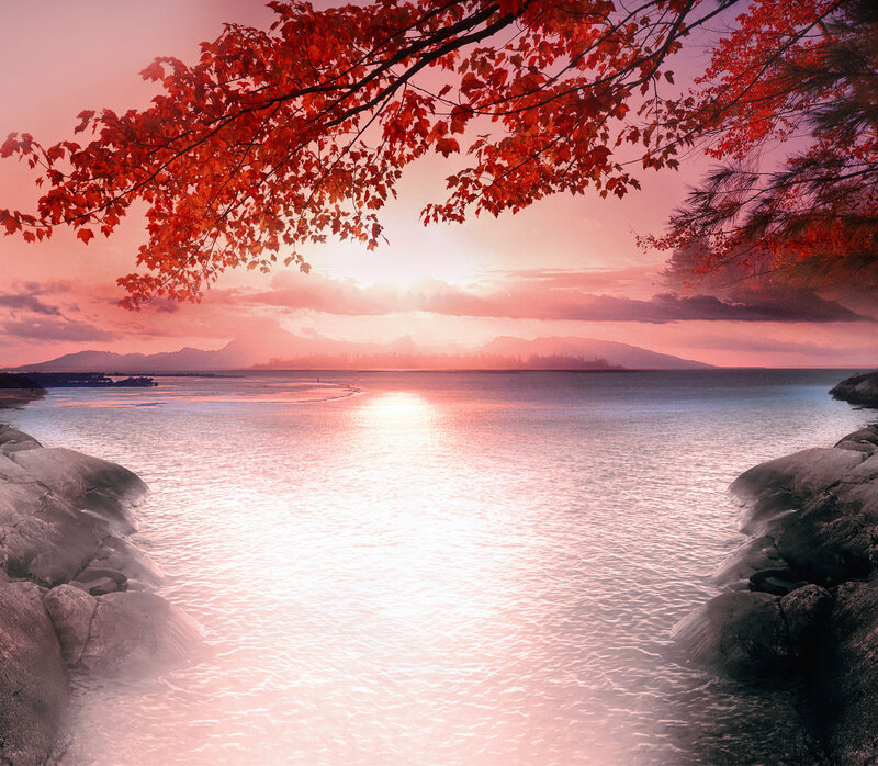 Autumn Leaves over Water — Red