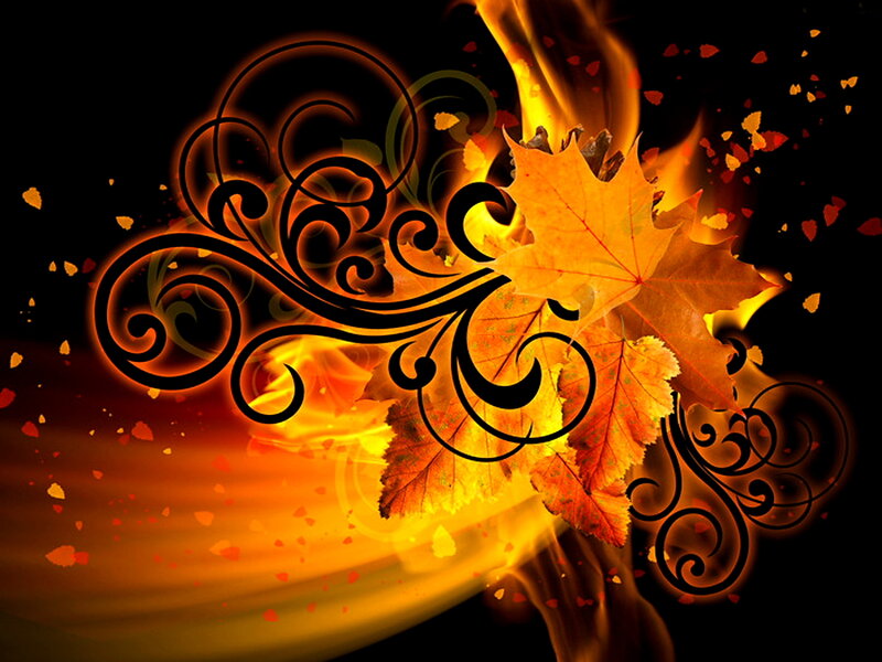 Autumn Leaves with Flames