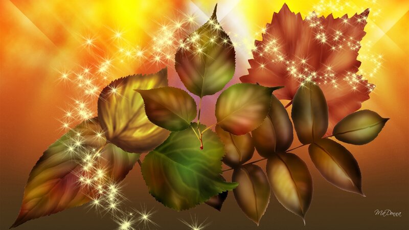 Autumn Leaves with Sparkles — Orange