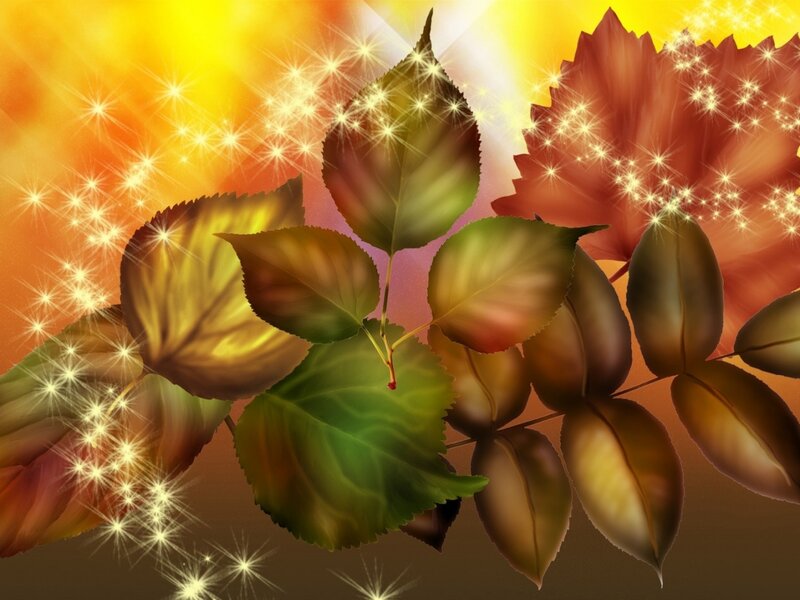 Autumn Leaves with Sparkles — Orange, Warm
