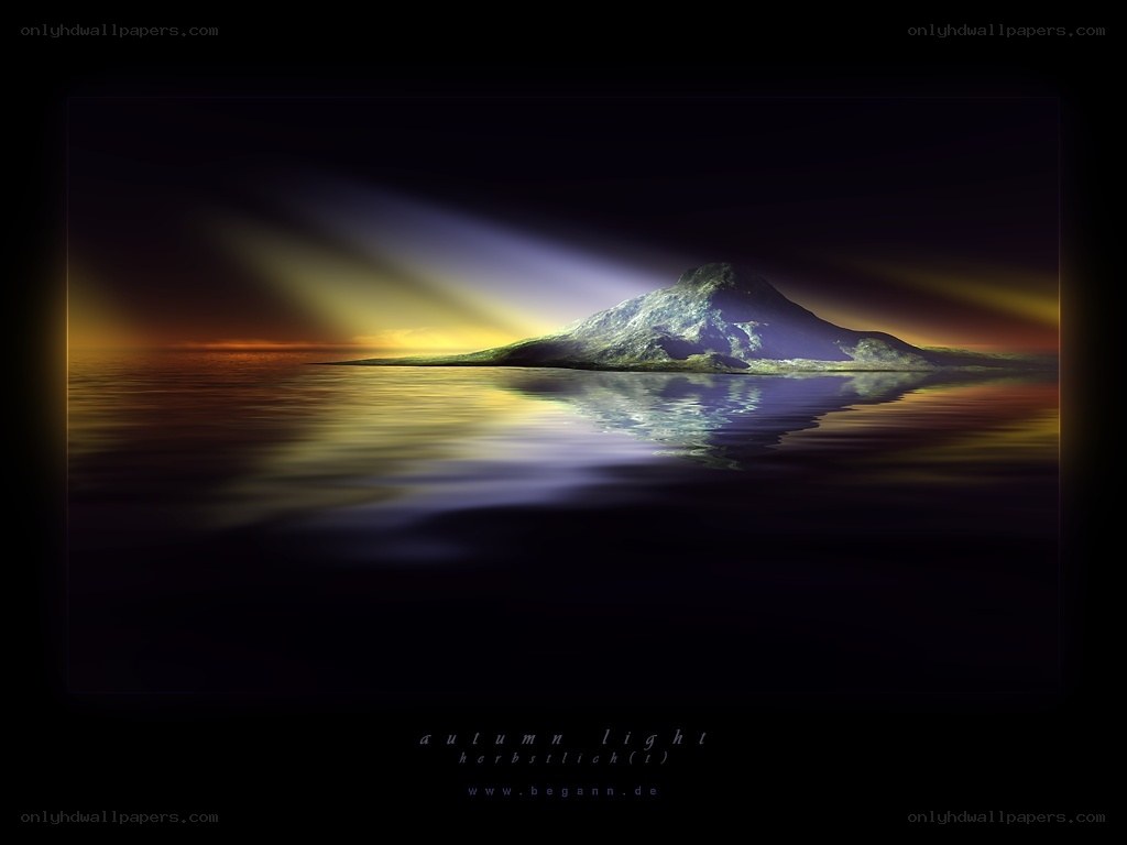 autumn light over island