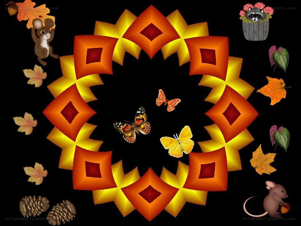 Autumn mandala with animals