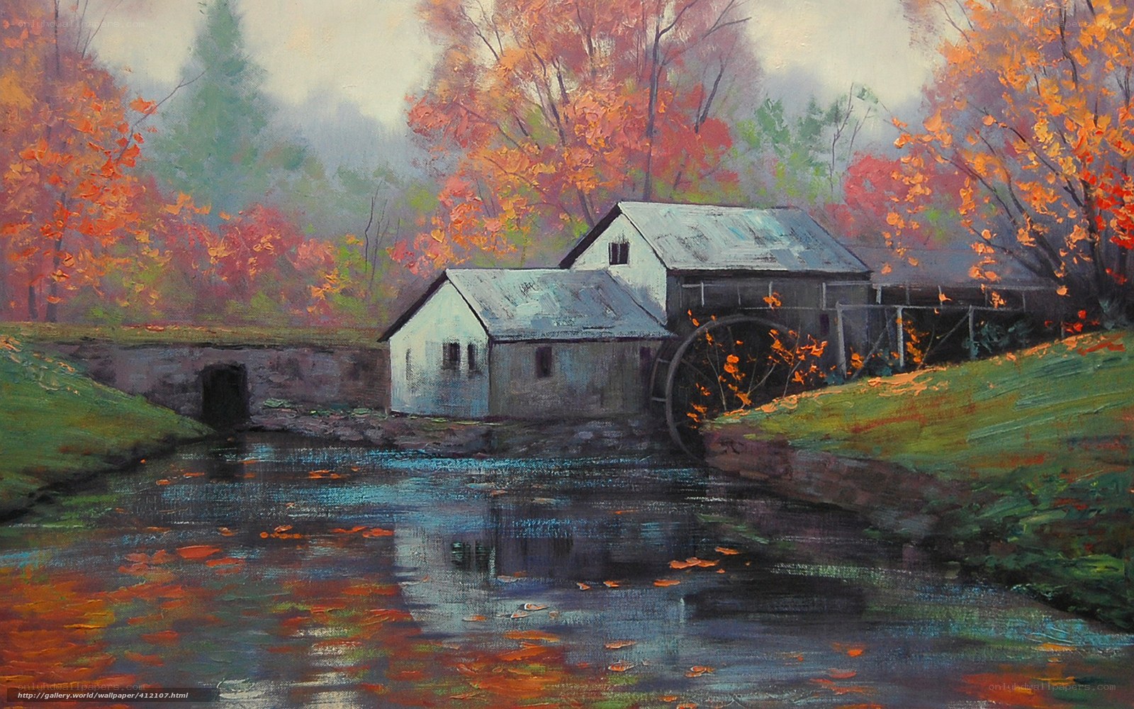 Autumn Mill by a River