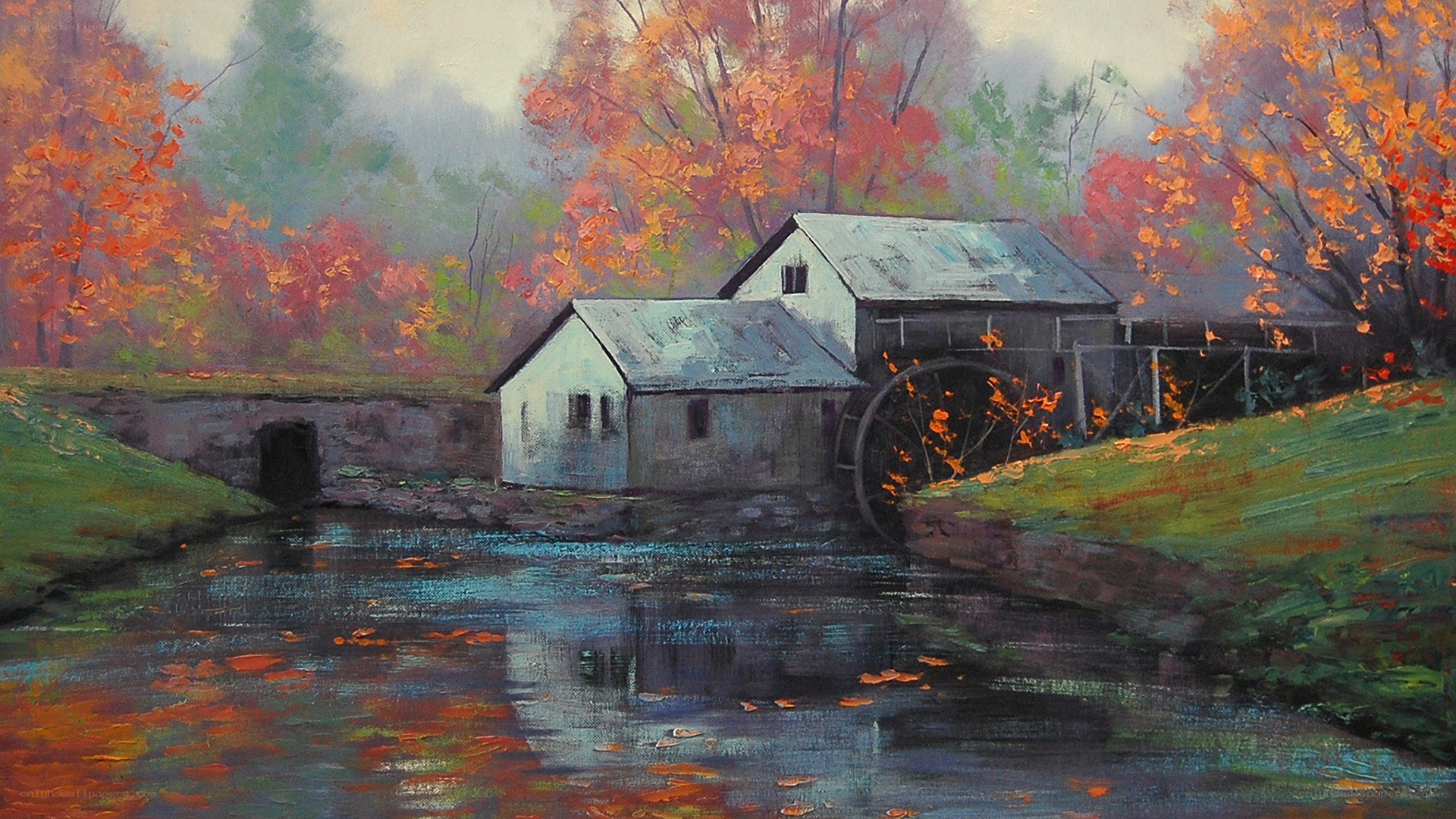 Autumn Mill by a River