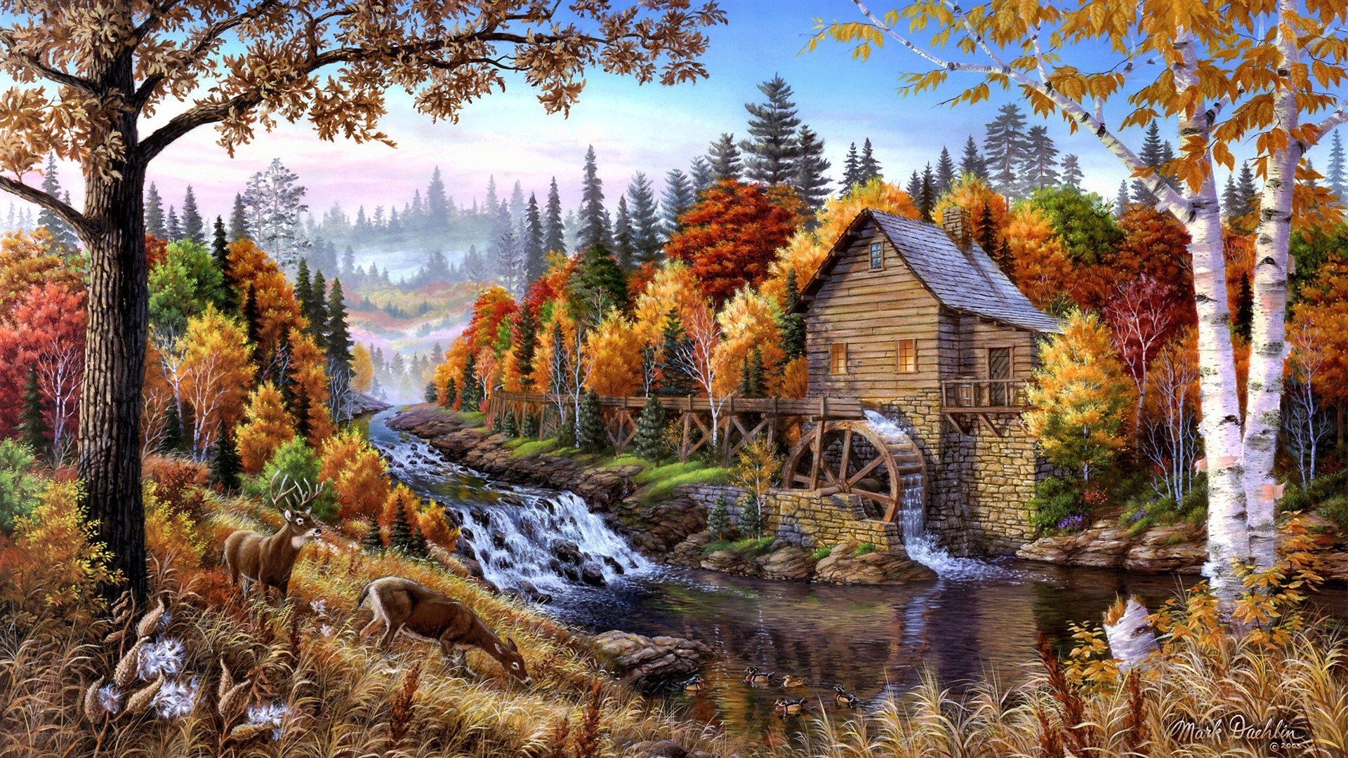 Autumn Mill by a River
