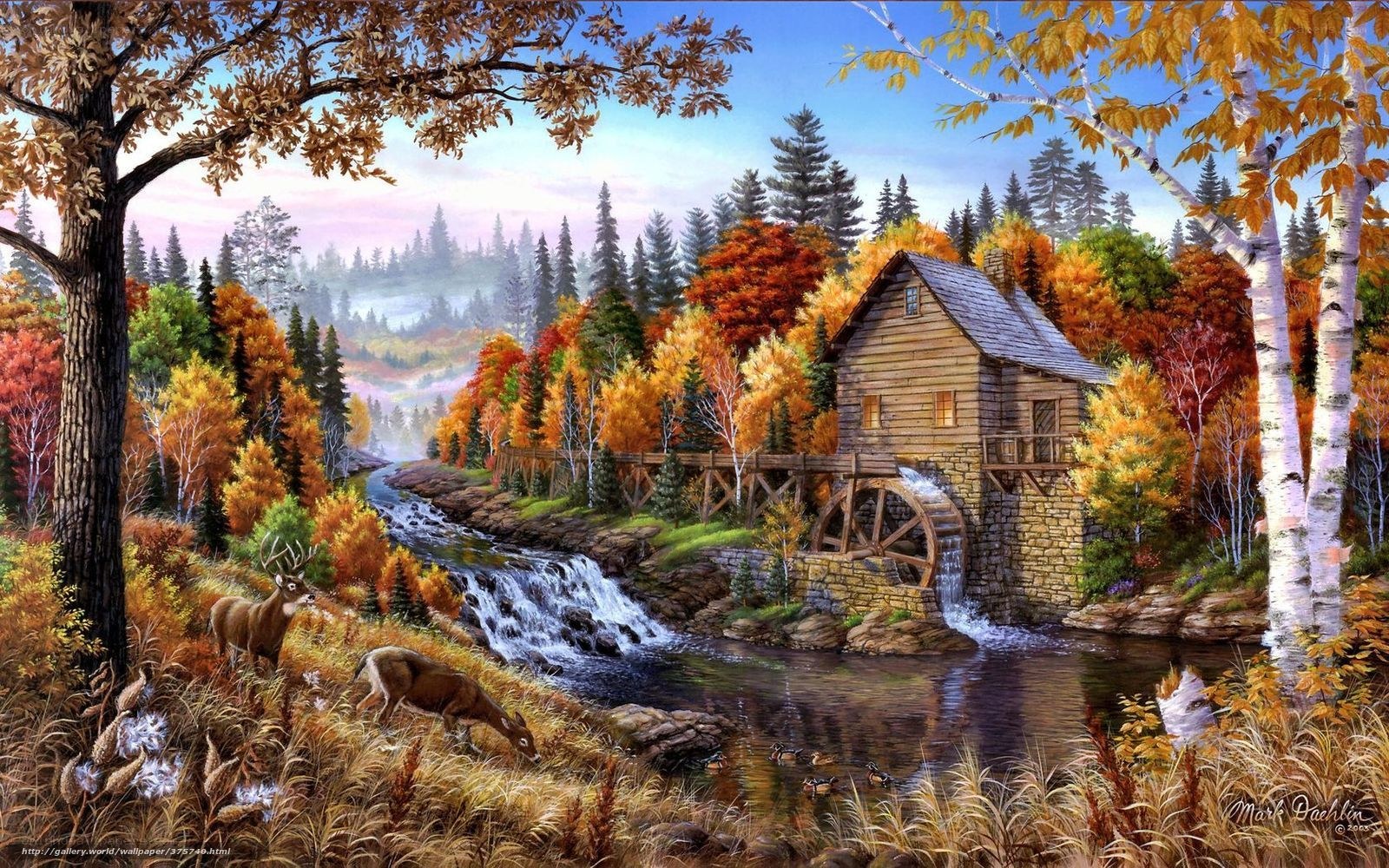 Autumn Mill by a River