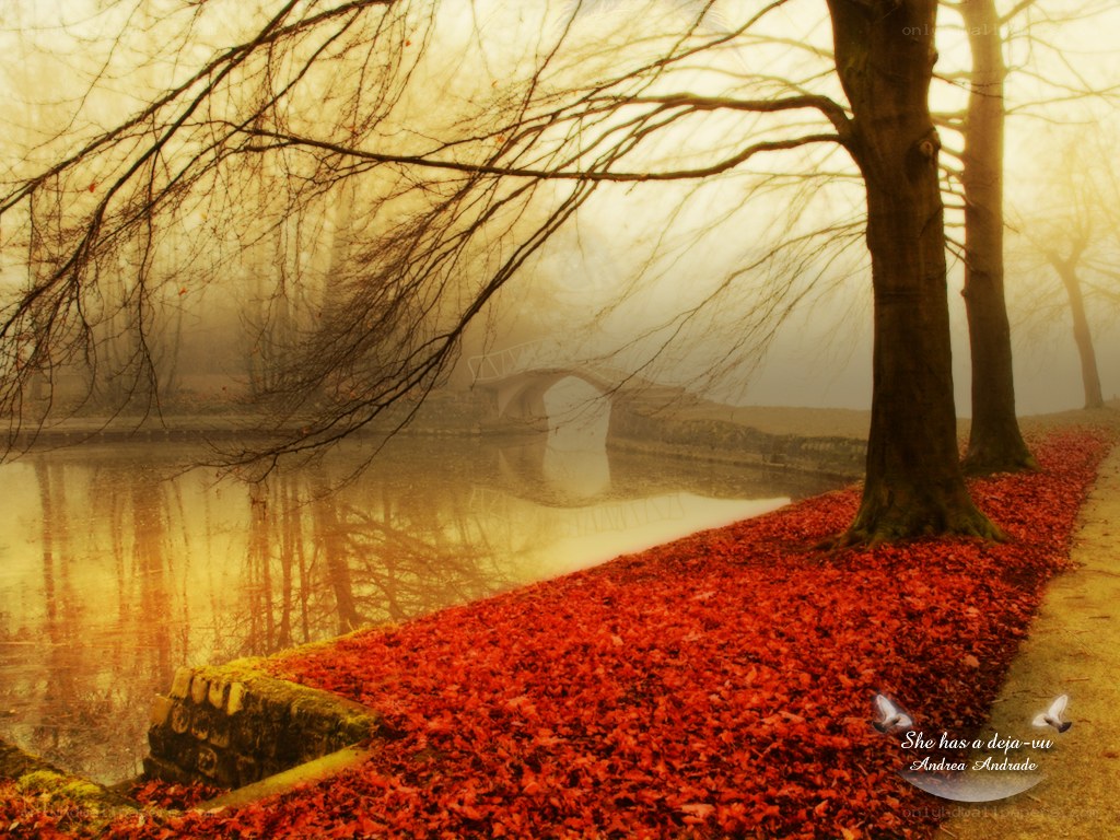 Autumn mist by the river