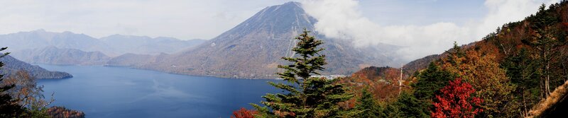 Autumn mountain lake landscape