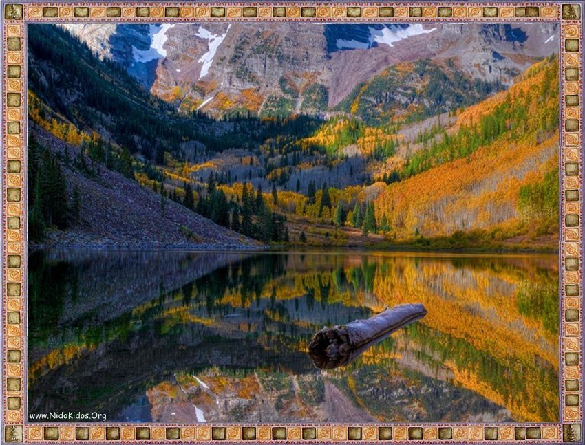 Autumn mountain lake reflection