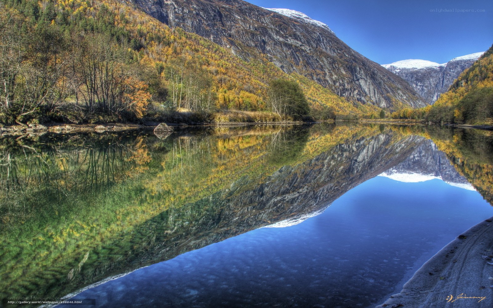 Autumn mountain lake reflection