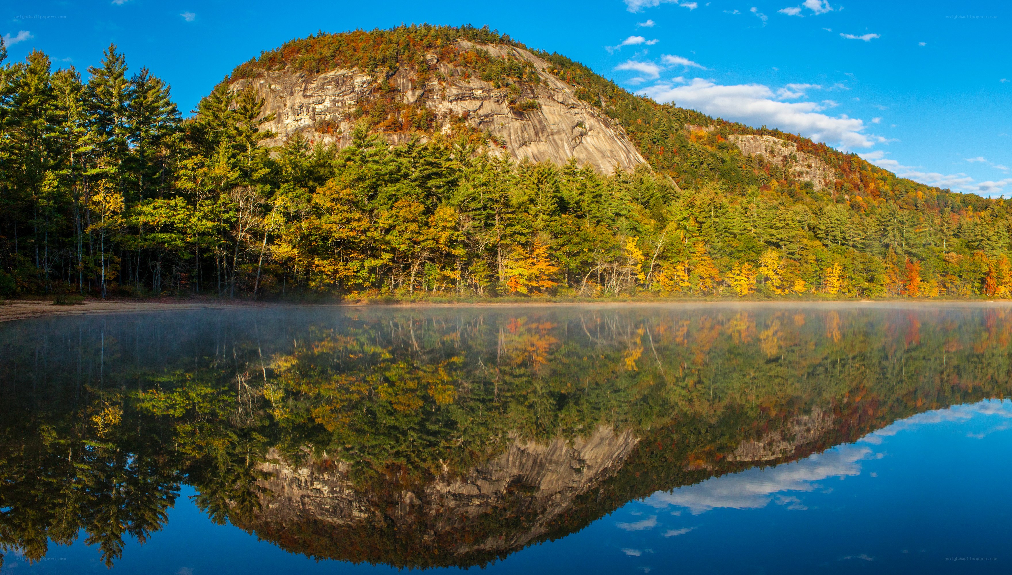 Autumn mountain lake reflection