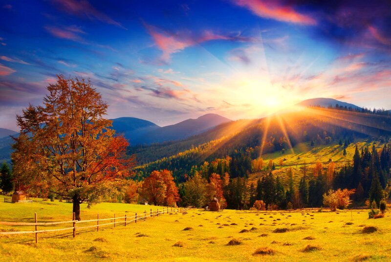 Autumn Mountain Landscape — Blue, Serene