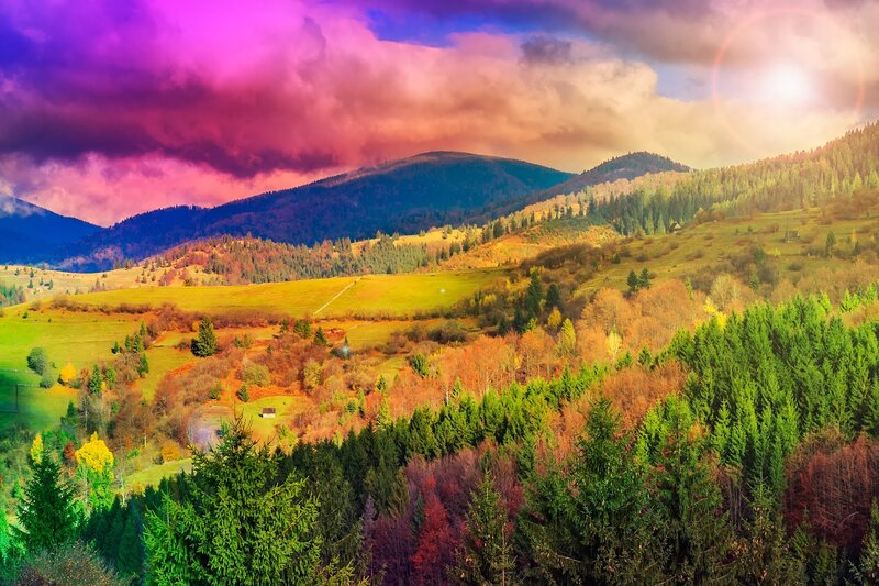 Autumn Mountain Landscape — Purple