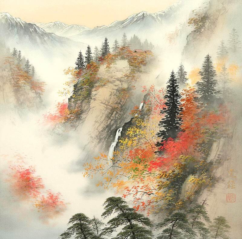Autumn Mountain Landscape — Red