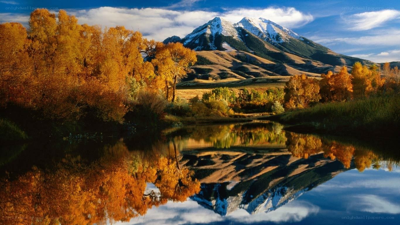 Autumn mountain river landscape