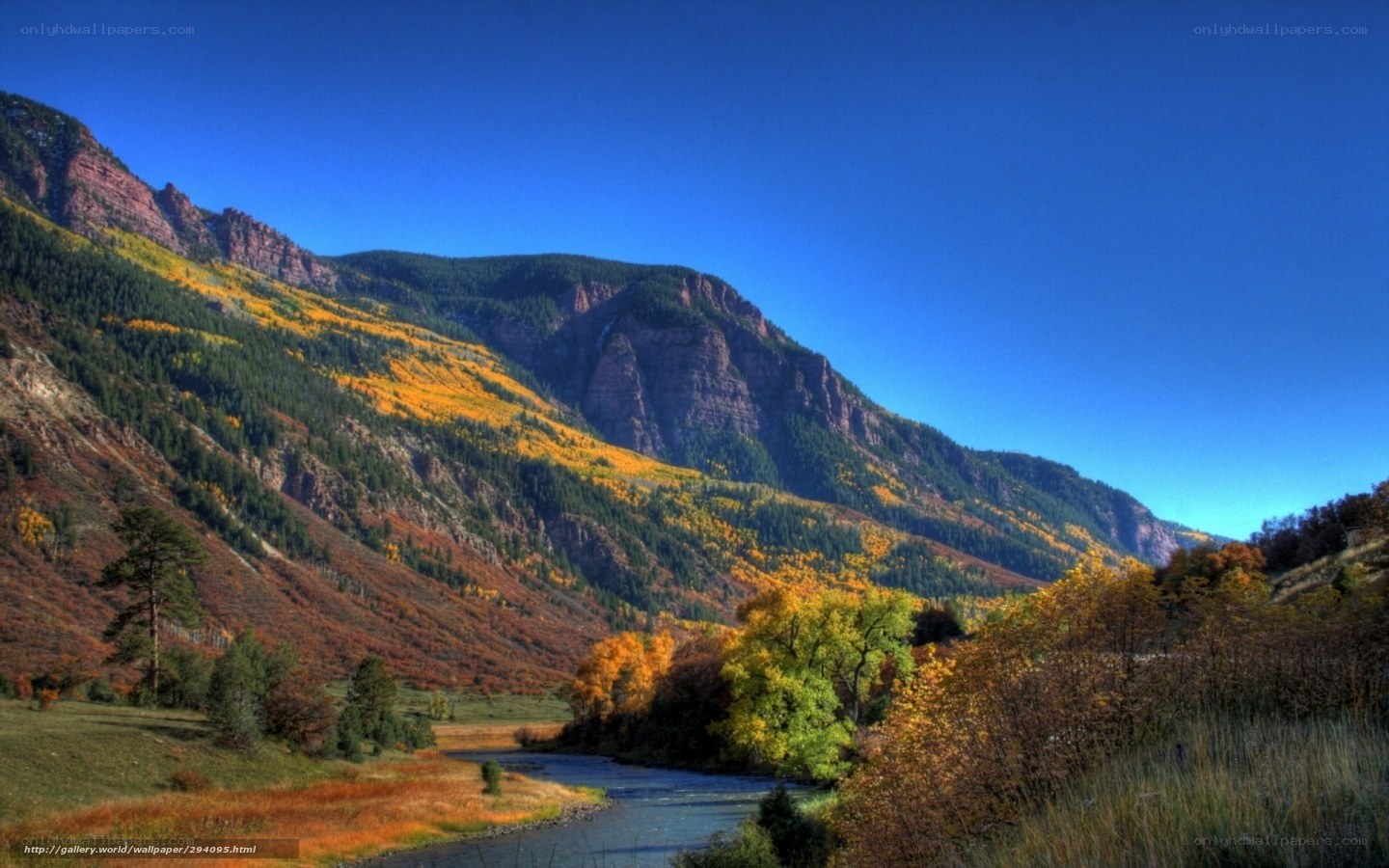 Autumn mountain river landscape