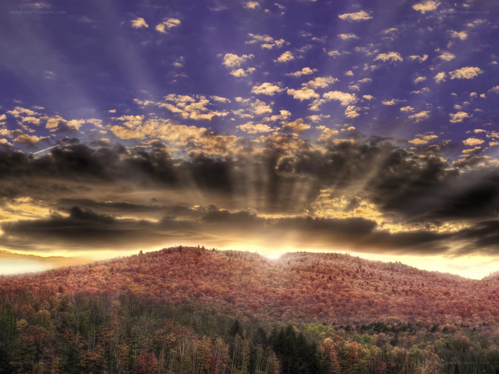 Autumn mountain sunset