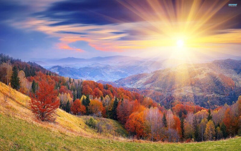 Autumn mountain sunset