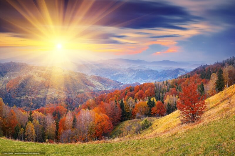 Autumn mountain sunset