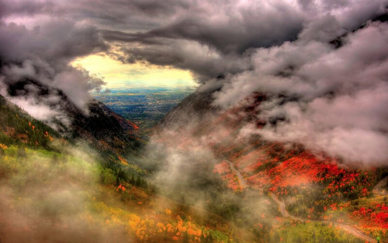 Autumn Mountain Valley — Red